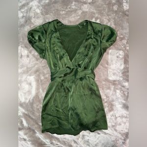 Y2K Vintage Green Silk Blouse